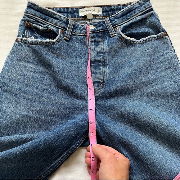 Abercrombie & Fitch Dad High Rise Curve Love Jeans Blue size 25 - Picture 15 of 16
